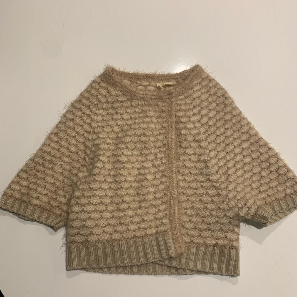 Moth Cream Sweater Cape Shaggy Anthropologie